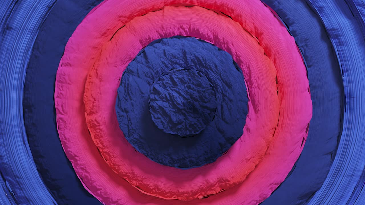 오프 효과를 가진 다채로운 원의 추상적인 패턴, 빨간 파란 반지 애니메이션, 추상적인 창의적 배경, 원활한 루프 4k 3d 렌더링