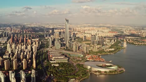 cbd buildings by jinji lake in suzhou, china.