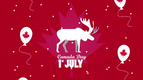 feliz celebración del día de canadá con ciervos y globos de helio