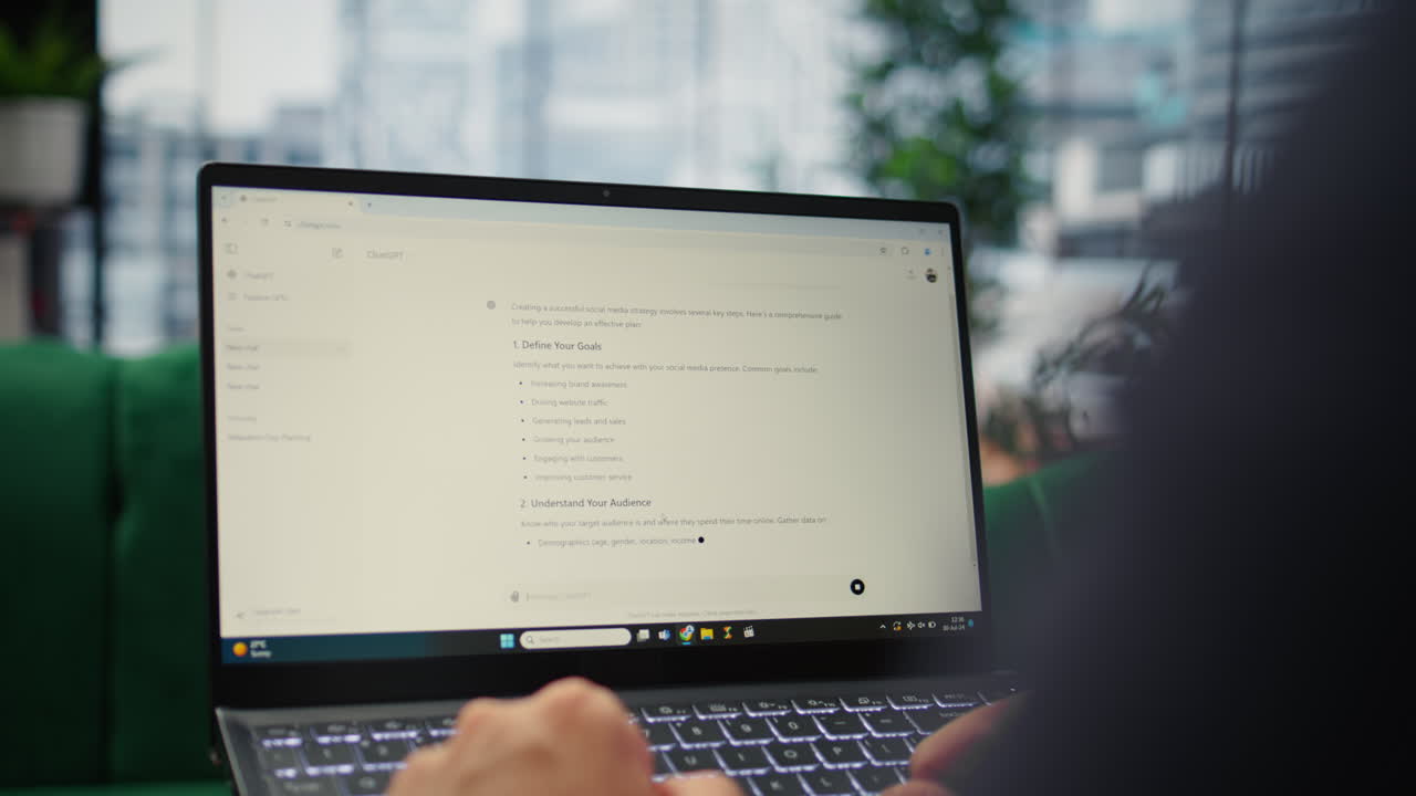 Vertical Video Bucharest, Romania - July 30th 2024 - Man uses futuristic AI chat on software