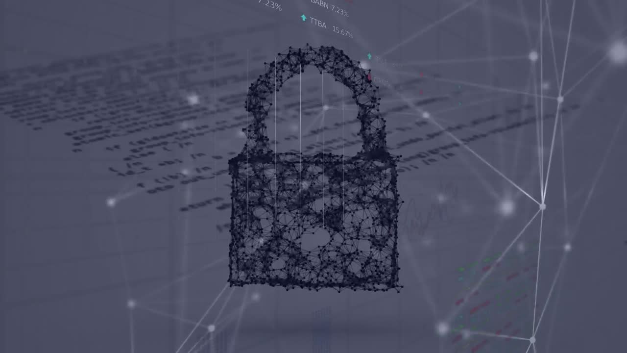 animación de pantalla digital con conexiones y cerrojo digital