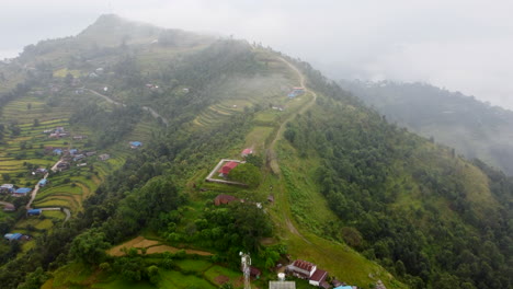 Rural-Landscape-With-Rice-Terraces-In-Nepal-Mountain-Village-During-Misty-Morning