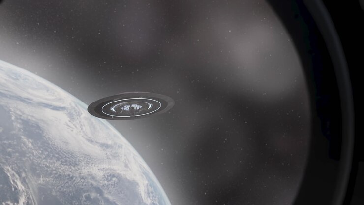 UFO sighting in outer space near Earth