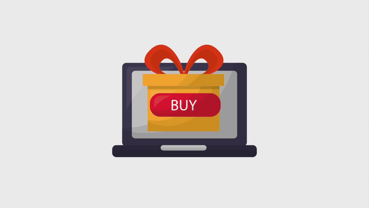 shopping online laptop regalo acquisto animazione