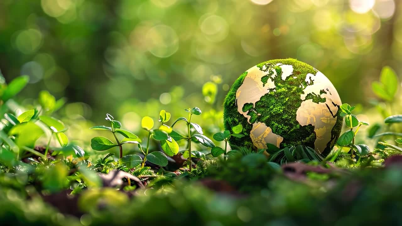 Green Earth Globe Amidst Lush Nature