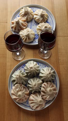 georgian khinkali with wine