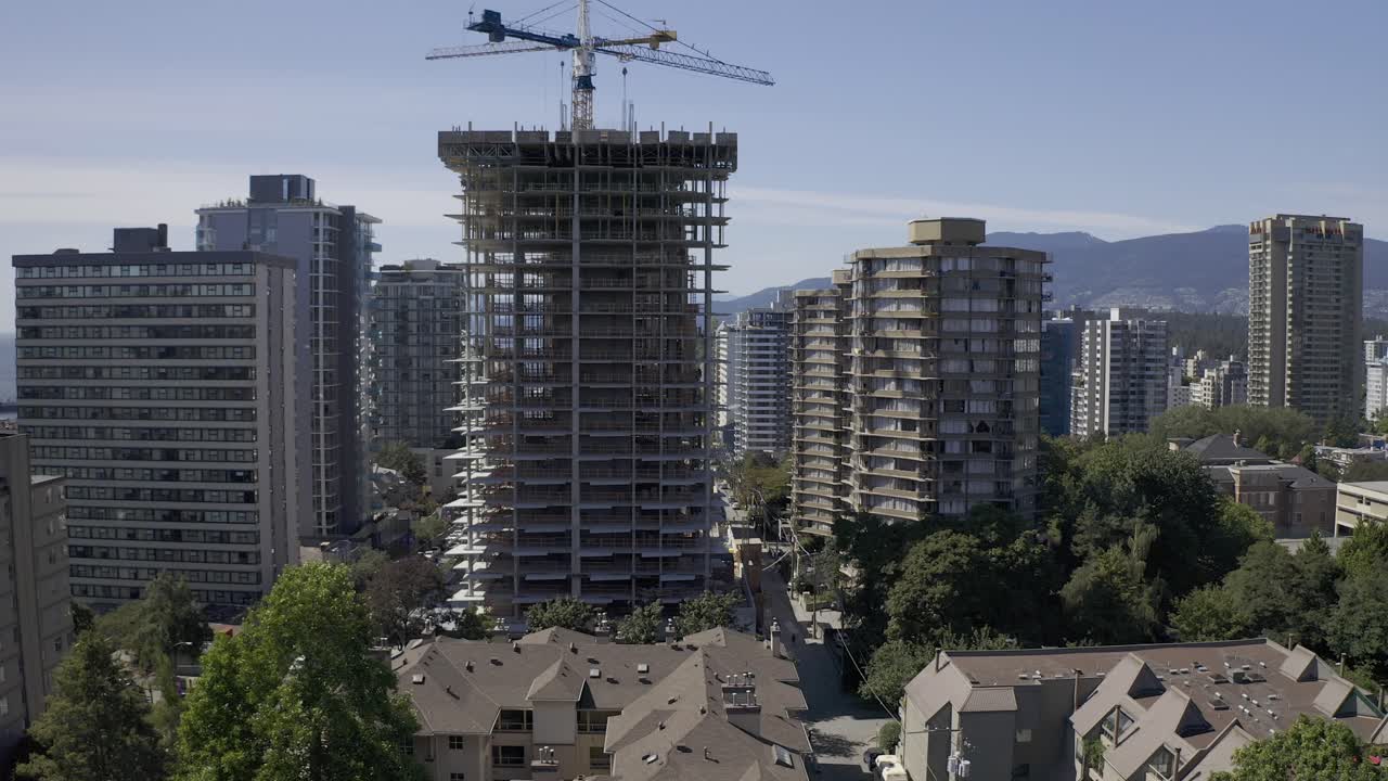 Downtown Vancouver Ariel Rise North Buildings Parks Mountains English Bay