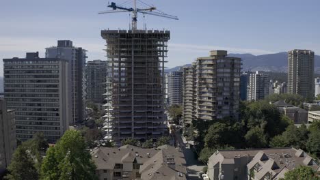 downtown vancouver ariel rise north buildings parks mountains english bay