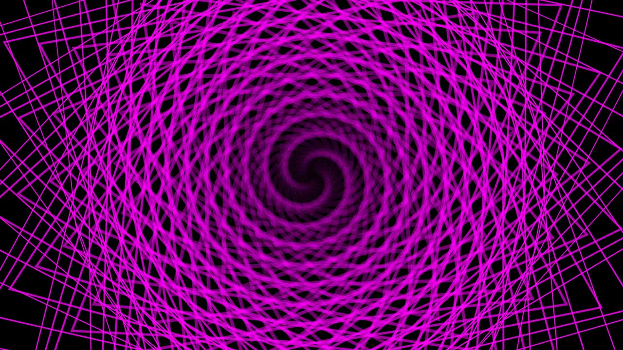 Purple plexus tunnel rotation on black background. and slow motion.