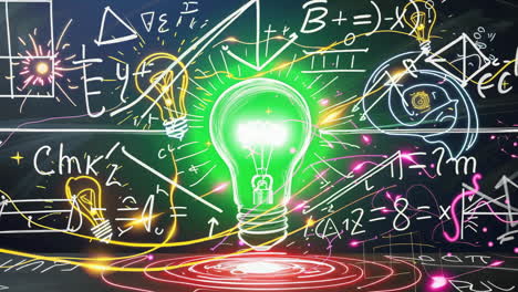 illuminated ideas and scientific concepts on a chalkboard