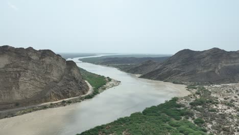 hingol river curving through balochistan canyons, pakistan