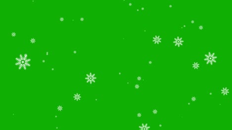 flocos de nieve en movimiento gráficos de movimiento con fondo de pantalla verde