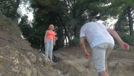 Senior-couple-hiking-in-the-forest