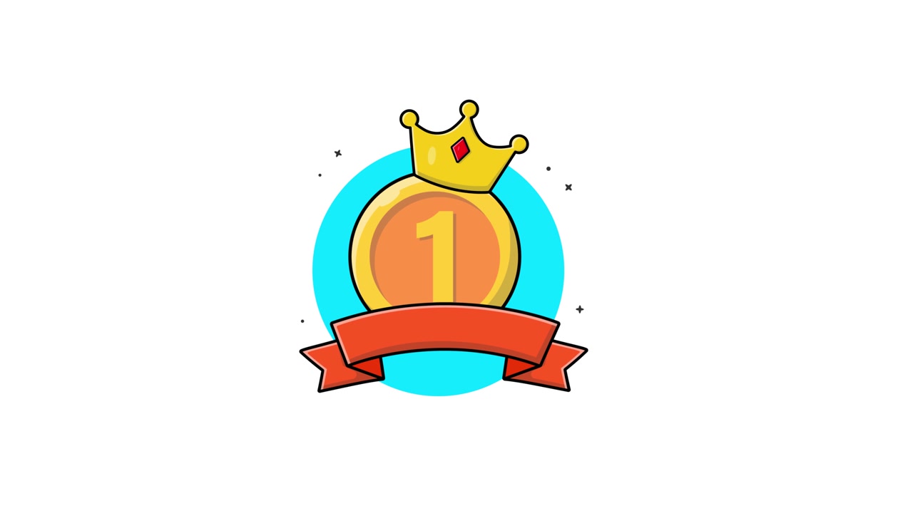 Animated Gold Medal with Crown and Number One