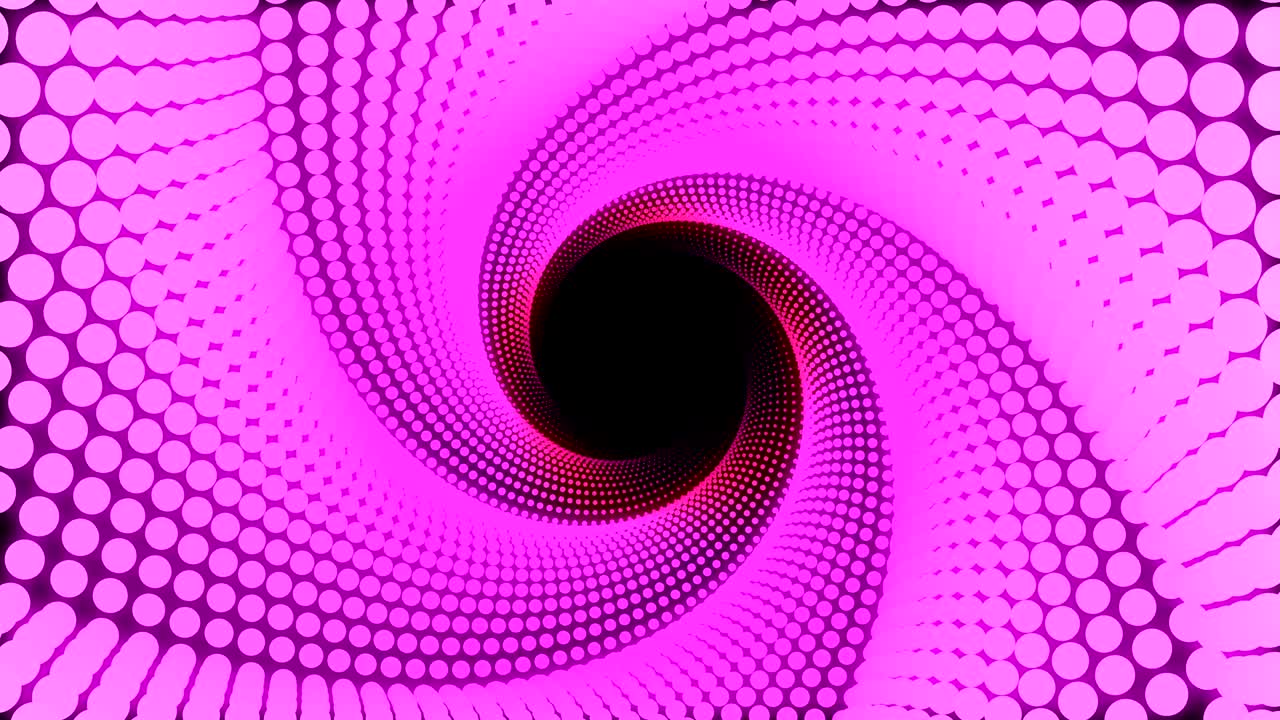 ilustración en 3d, grandes puntos rosados alineados en líneas que se juntaron hasta que era un tubo pentagonal y se tuerce hasta que es el mismo círculo.