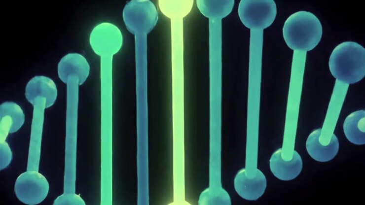 Doppia elica del DNA animata che ruota su sfondo nero