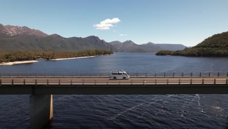 ford econovan crossing a bridge in tasmania