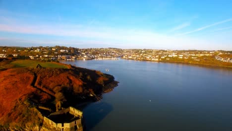 Aerial-view-of-landscape-and-river-4k