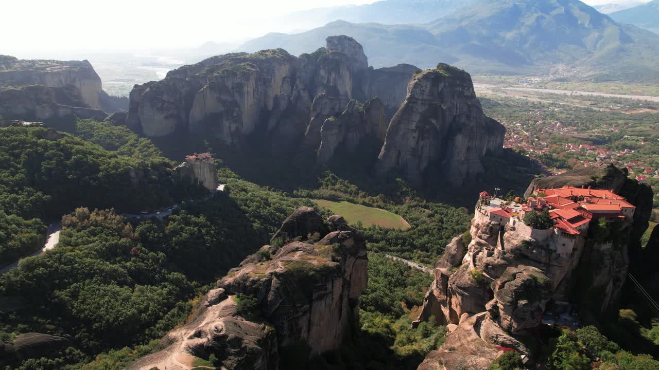 메테오라 그리스의 드론 뷰