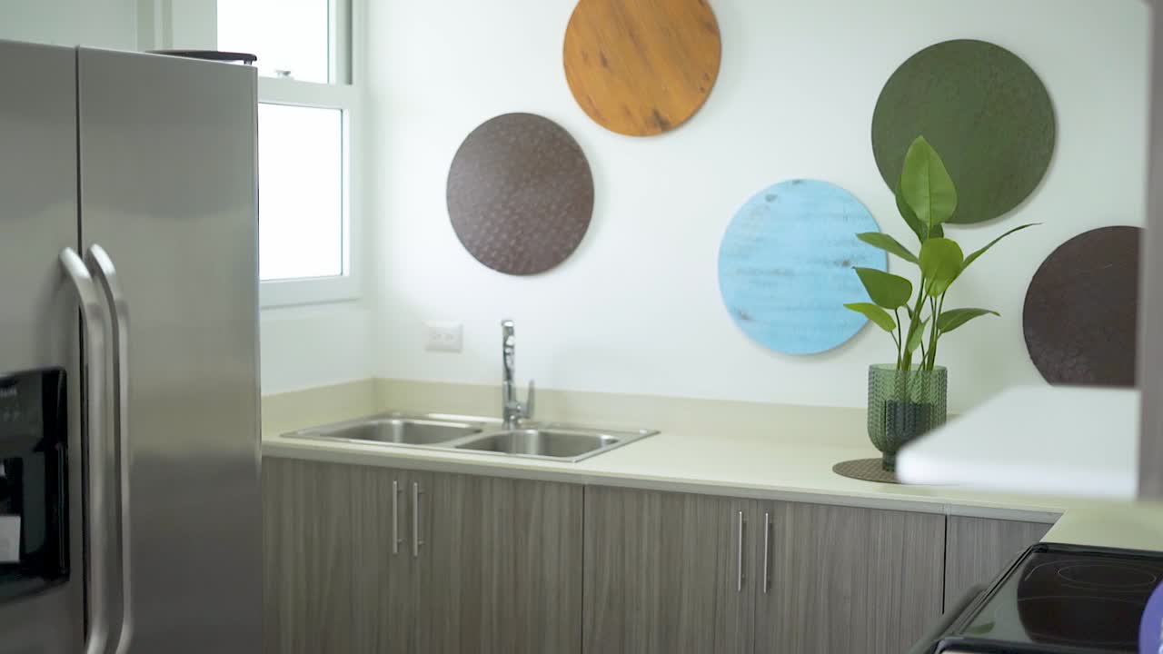 кухонная мойка, плита и холодильник