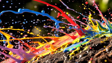 colorful paint splashes in motion