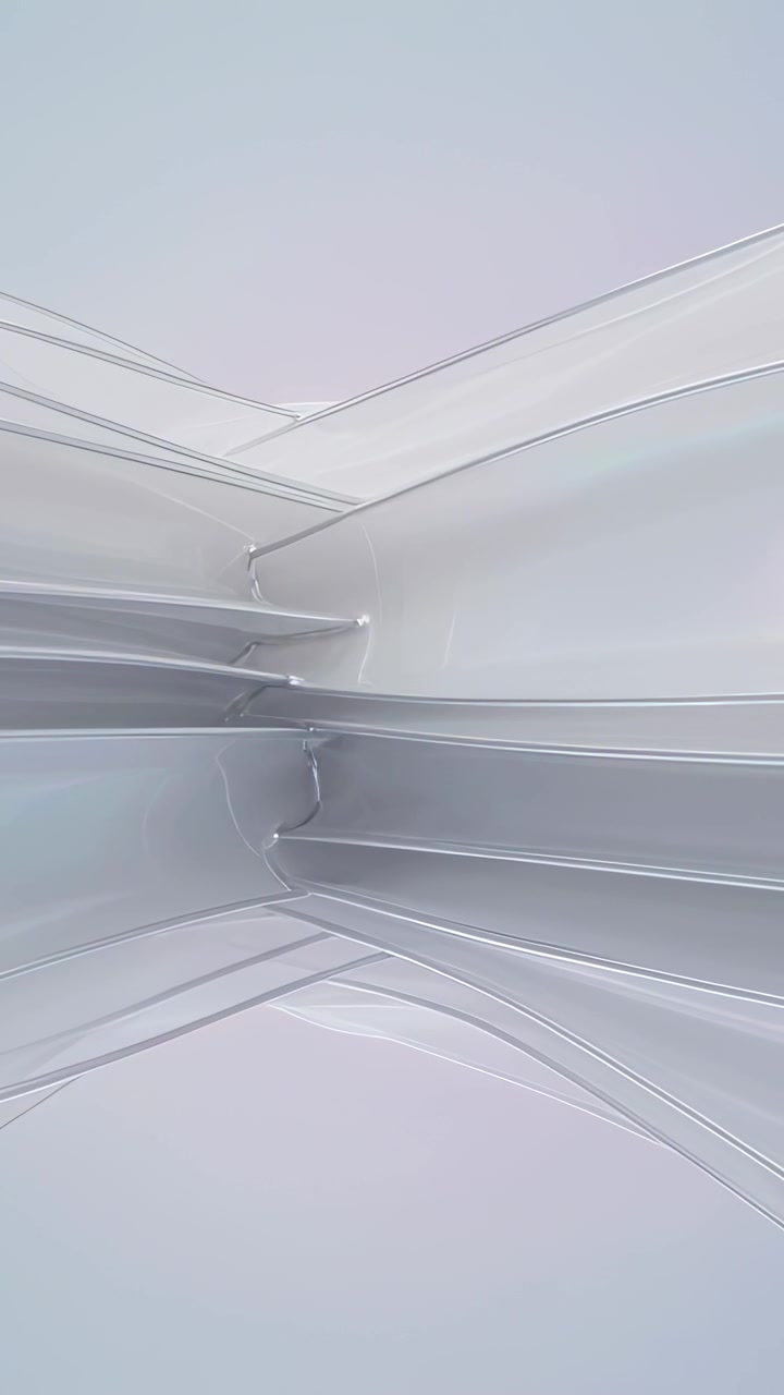 Vertical video: Shifting stacked curved panels with camera push in pastel studio, suggesting breath