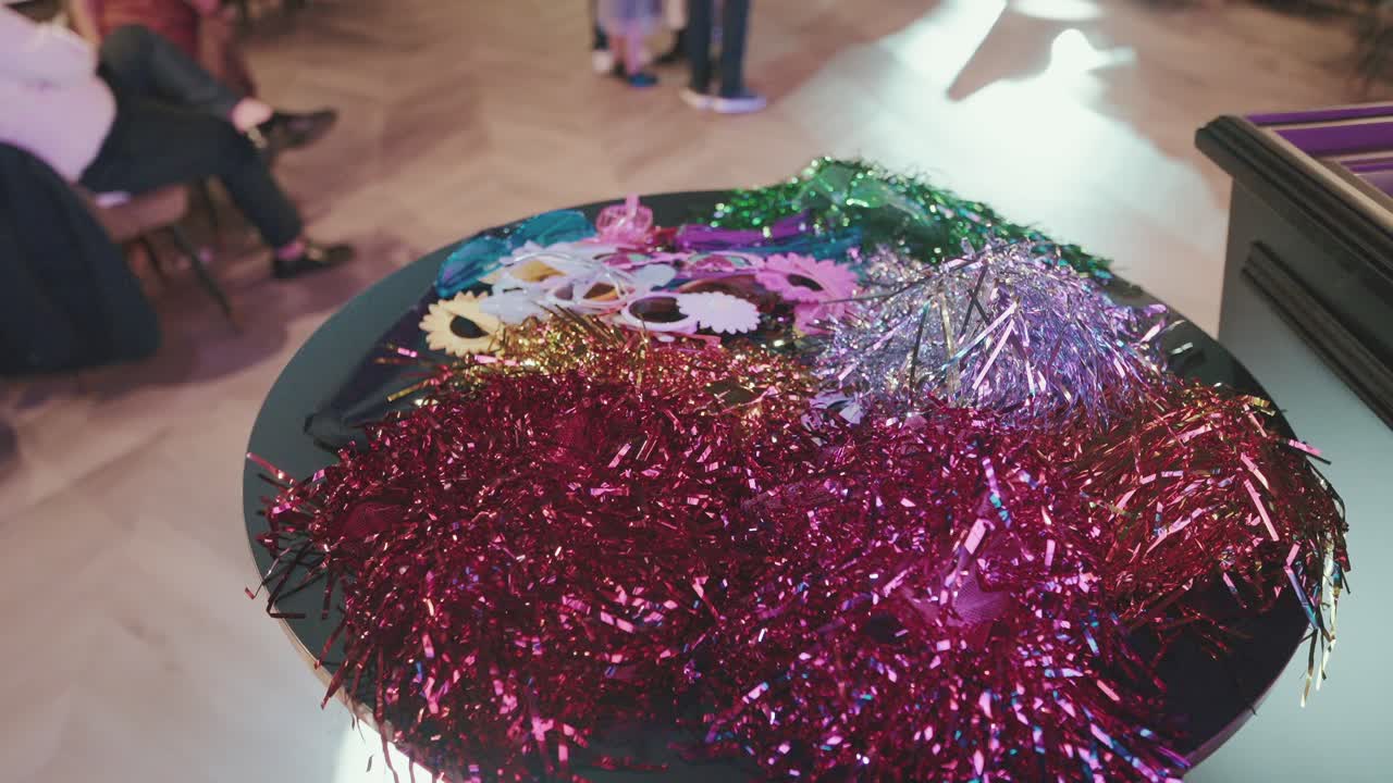 bright festive accessories and glittery decorations for celebration fun