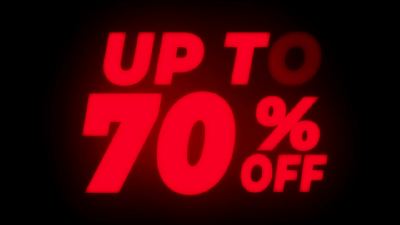 hasta un 70% de descuento en el ciclo promocional de pantalla parpadeante de texto.