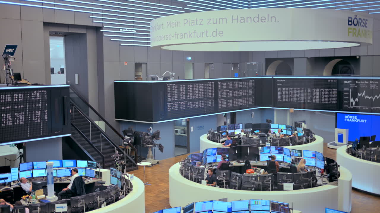 Frankfurt, Germany - November 13, 2022: People working at the Deutsche Borse AG