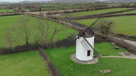 an aerial view of ashton mill in somerset on a cloudy day