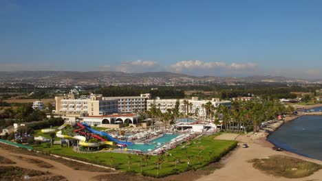 aerial shots of resorts and beaches of paphos, cyprus