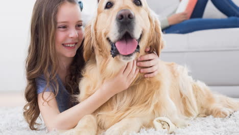 Animation-of-cute-labrador-pet-dog-with-happy-caucasian-family