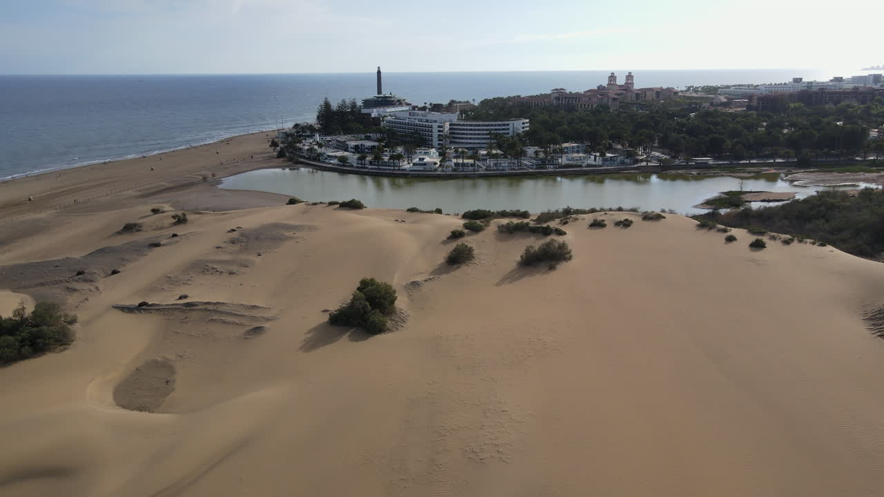 increíble vista de drones de la isla de gran canaria maspalomas en españa