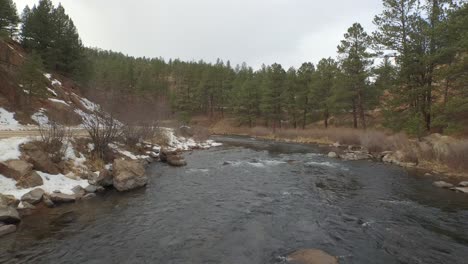 Drone-view-of-a-cold-Colorado-river-during-winter