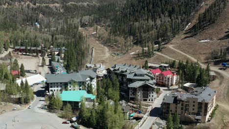 Aerial-of-luxury-ski-village-resorts-in-Taos-Ski-Valley-in-off-season