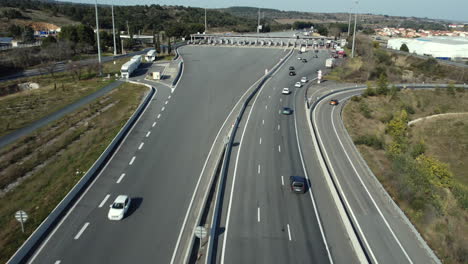 highway toll plaza aerial view