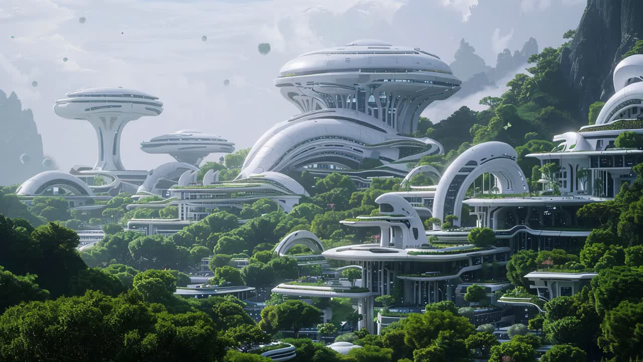 Futuristic Eco-City nestled in Lush Greenery