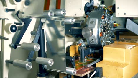 close up of the structure of the machine for wrapping sweets up