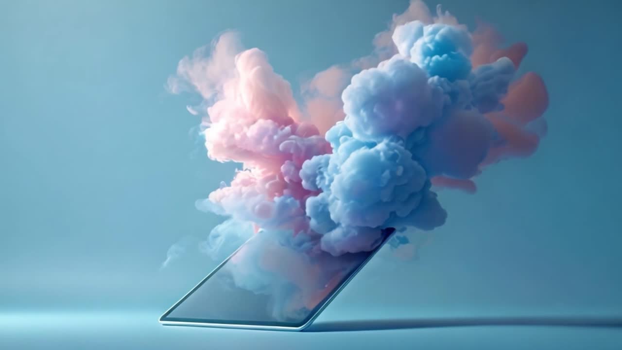 Colorful Smoke Emerging from a Tablet Device