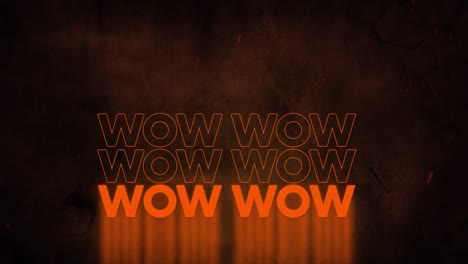 animation of wow text over light spots on black background