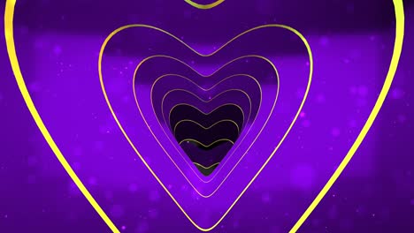 corazón amarillo para el túnel de amor para el bucle