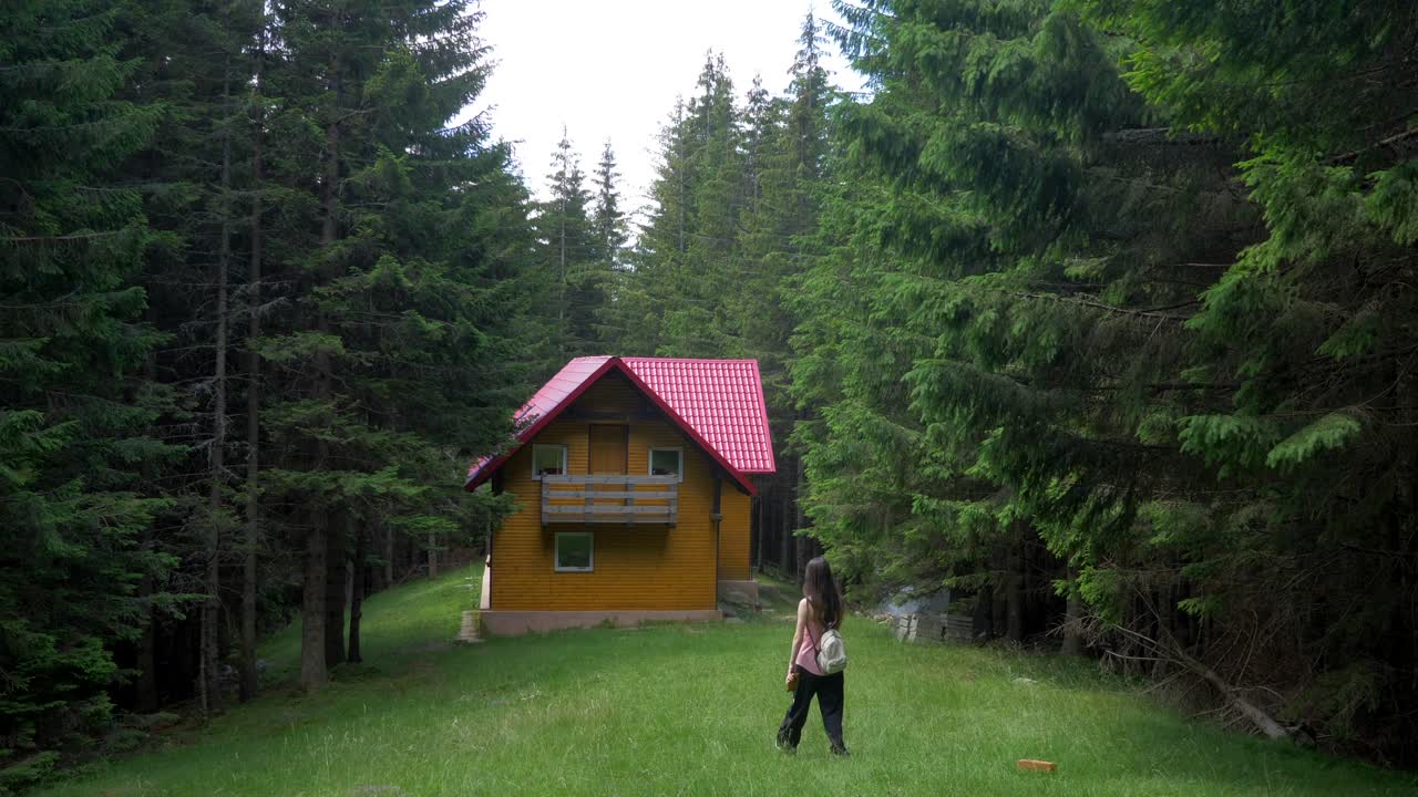 mujer caminando en piatra craiului, país de brasov, rumania, transilvania 4k