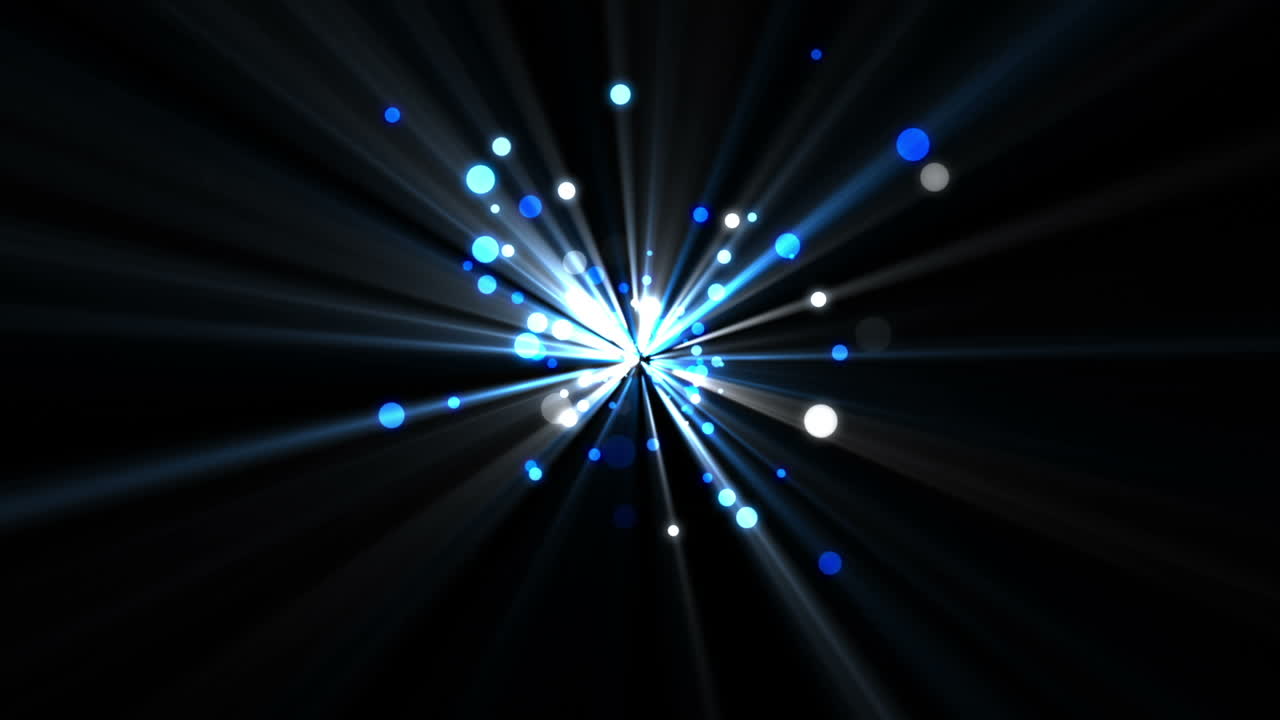 Blue dots moving and coming from a shining star