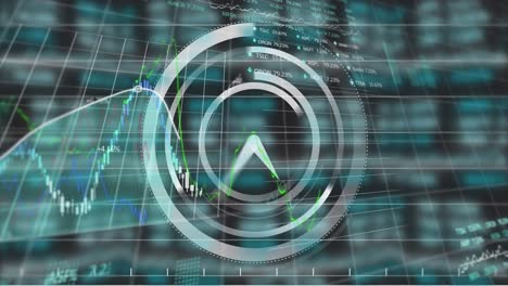 animation of data processing over clock and black background