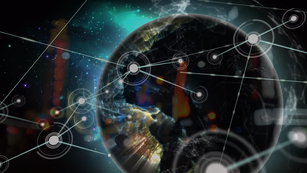 animación de la red de conexiones sobre el tráfico y el globo