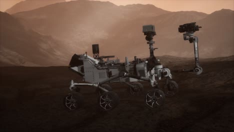 curiosity mars rover exploring the surface of red planet. elements of this image furnished by nasa