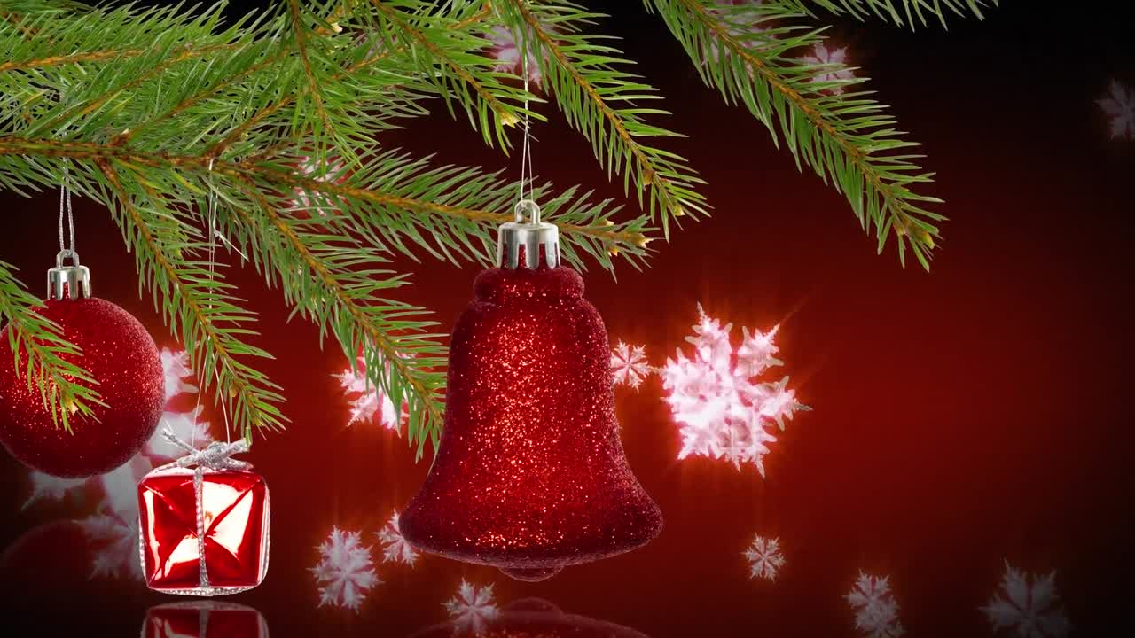 animación de la decoración navideña sobre la nieve que cae