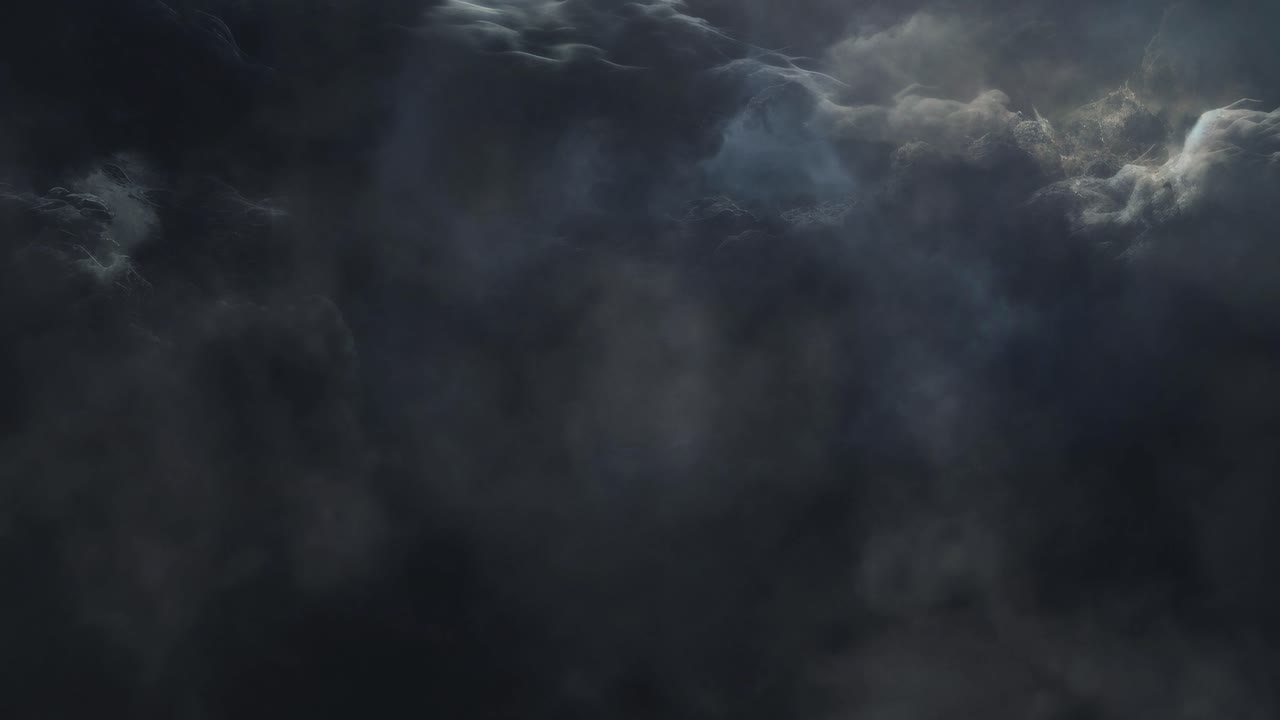 Cumulus clouds form against brilliant dark sky