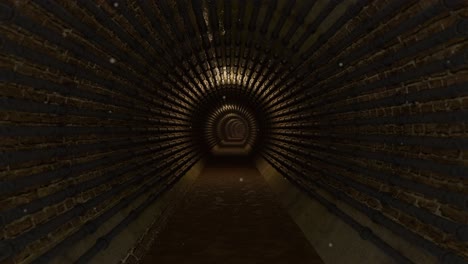 animación 3d de un metro subterráneo o túnel de alcantarillado con tuberías que corren por el túnel