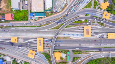 top view of toll booth expressway  time lapse